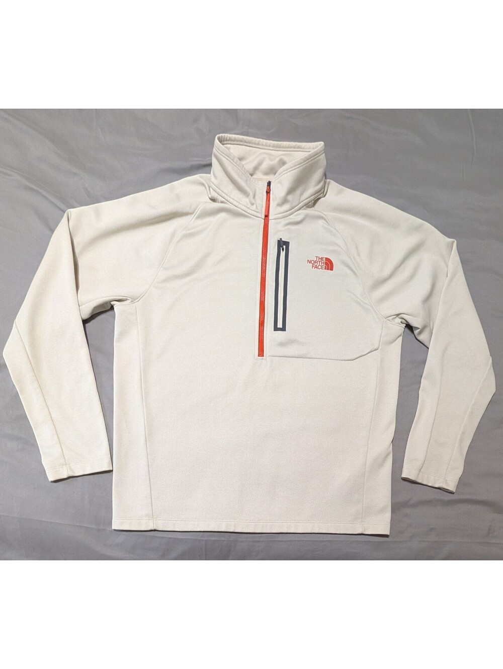 The North Face Canyonlands 1/2 Zip Fleece Pullover Mens XL Cream Gray Orange